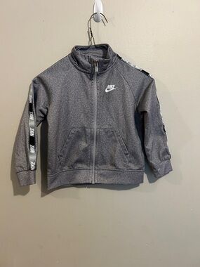 Nike Grey Kids Full-Zip Track Jacket with Logo Tape